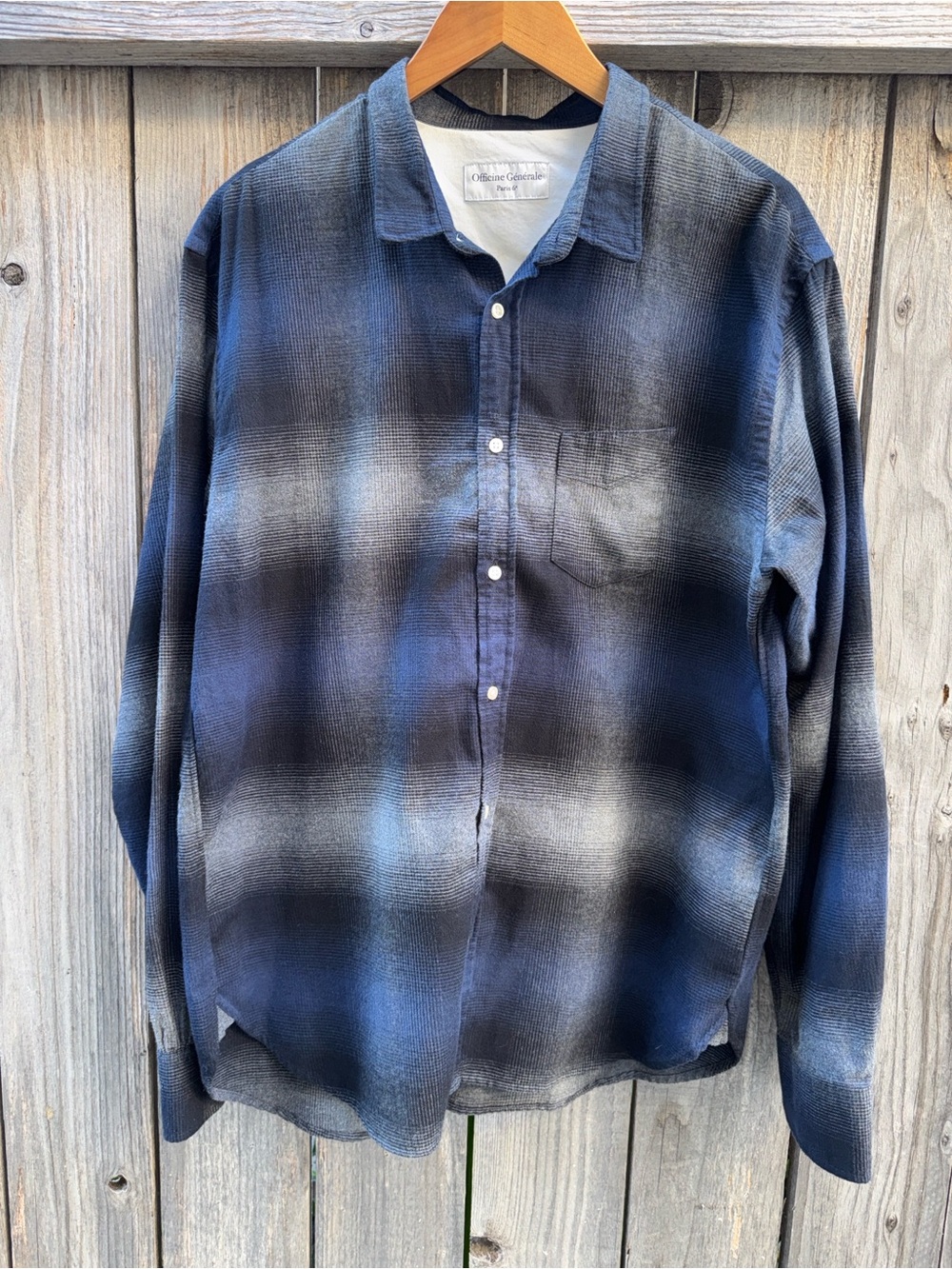 Officine Generale Plaid Print Long Sleeve Button Down Shirt Size XXL